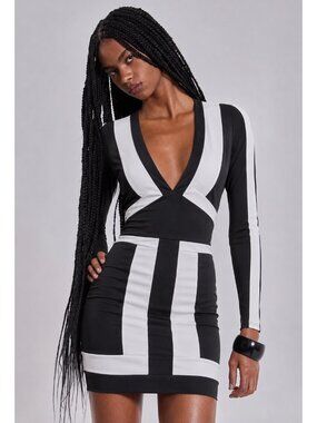💥CHIC & SEXY💥 INDIE XO Bodycon Color Block Bandage Dress in Black & White